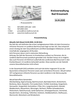 Kreisverwaltung Bad Kreuznach 16.04.2020