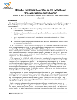 Evaluation of Undergraduate Medical Education