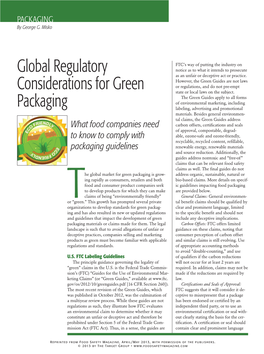 Global Regulatory Considerations for Green Packaging