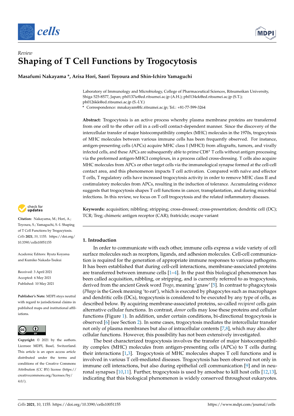 Shaping of T Cell Functions by Trogocytosis