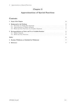 Chapter S Approximations of Special Functions Contents