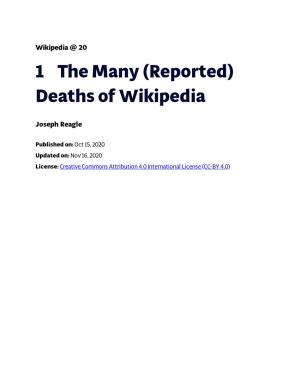 (Reported) Deaths of Wikipedia