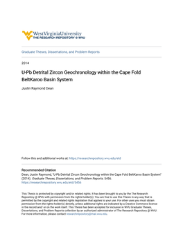 U-Pb Detrital Zircon Geochronology Within the Cape Fold Beltkaroo Basin System