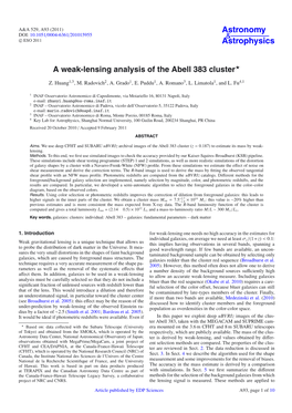 A Weak-Lensing Analysis of the Abell 383 Cluster ⋆