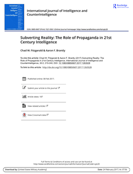 The Role of Propaganda in 21St Century Intelligence