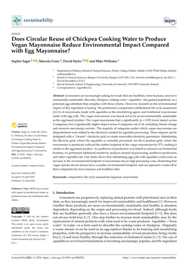 Does Circular Reuse of Chickpea Cooking Water to Produce Vegan Mayonnaise Reduce Environmental Impact Compared with Egg Mayonnaise?