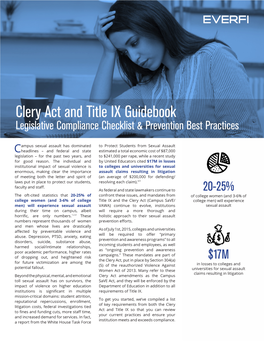 Clery Act and Title IX Guidebook Legislative Compliance Checklist & Prevention Best Practices