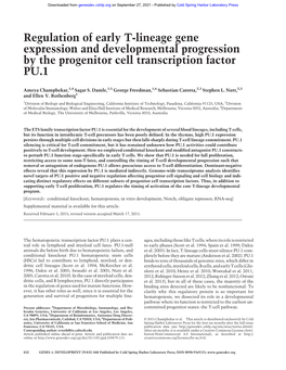 Regulation of Early T-Lineage Gene Expression and Developmental Progression by the Progenitor Cell Transcription Factor PU.1