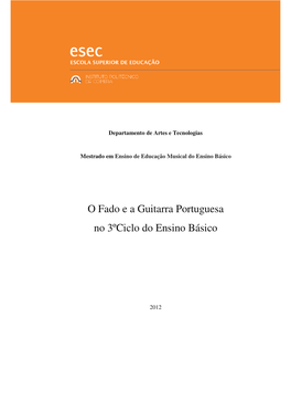 O Fado E a Guitarra Portuguesa No 3ºciclo Do Ensino Básico
