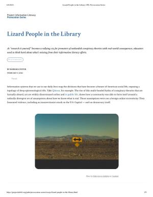 Lizard People in the Library | PIL Provocation Series