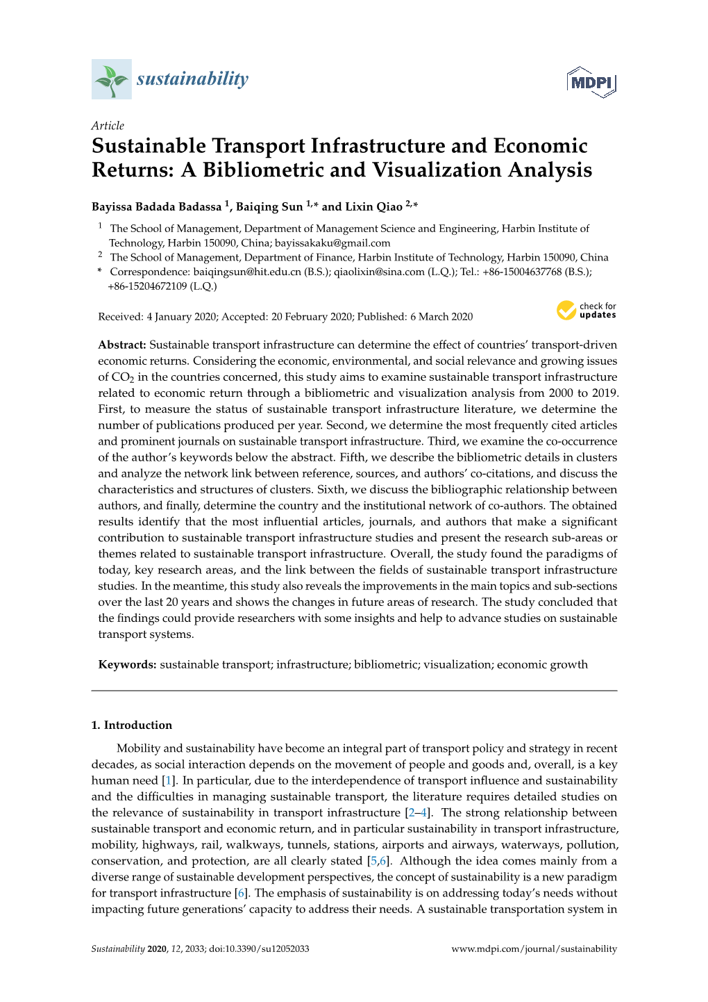 Sustainable Transport Infrastructure and Economic Returns: a Bibliometric and Visualization Analysis