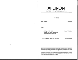 APEIRON a Journal for Ancient Philosophy and Science