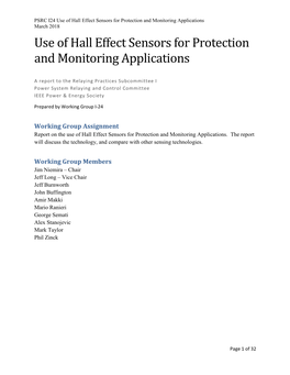 Use of Hall Effect Sensors for Protection and Monitoring Applications March 2018 Use of Hall Effect Sensors for Protection and Monitoring Applications