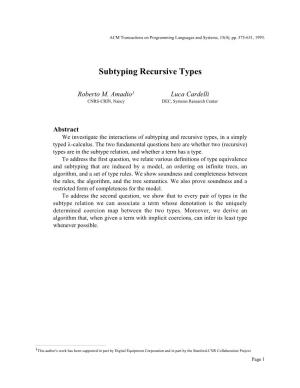 Subtyping Recursive Types