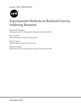 Experimental Methods in Reduced-Gravity Soldering Research