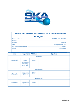 South African Site Information & Instructions