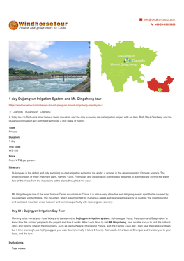 1 Day Dujiangyan Irrigation System and Mt
