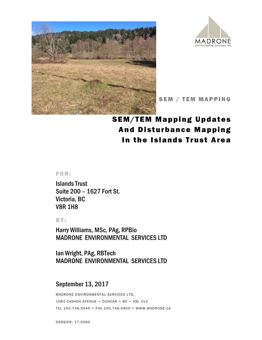 SEM/TEM Mapping Updates and Disturbance Mapping