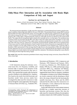 Eddy-Mean Flow Interaction and Its Association with Bonin High: Comparison of July and August