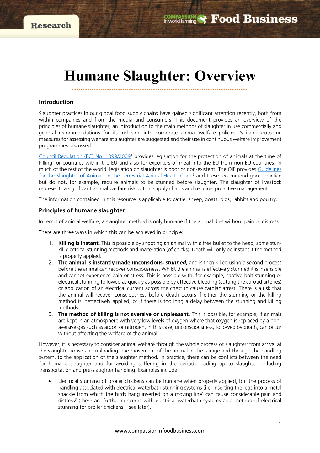 Humane Slaughter: Overview