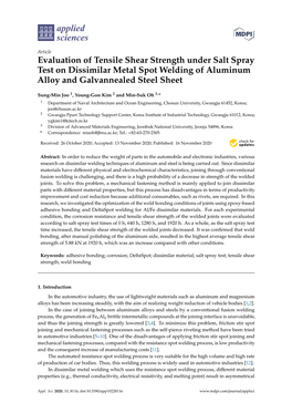 Evaluation of Tensile Shear Strength Under Salt Spray Test on Dissimilar Metal Spot Welding of Aluminum Alloy and Galvannealed Steel Sheet