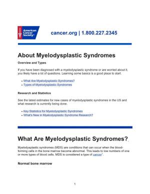 Myelodysplastic Syndromes Overview and Types