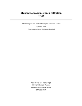 Monon Railroad Research Collection L317