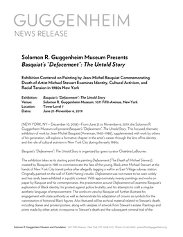 Solomon R. Guggenheim Museum Presents Basquiat's “Defacement
