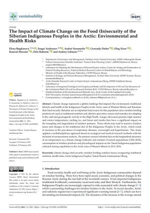The Impact of Climate Change on the Food (In)Security of the Siberian Indigenous Peoples in the Arctic: Environmental and Health Risks