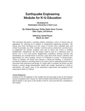 Earthquake Engineering Modules for K-12 Education