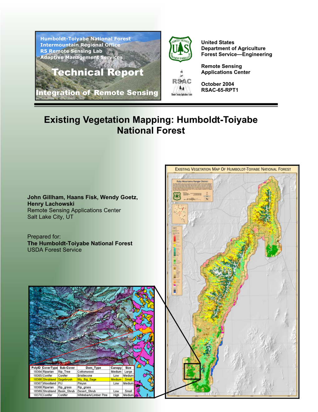 Technical Report October 2004 Integration of Remote Sensing RSAC-65-RPT1