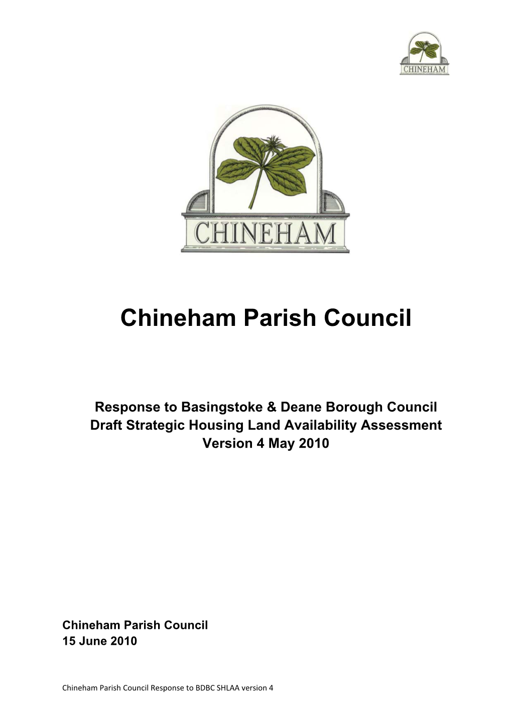 To Read Chineham Parish Council's Earlier Feeback