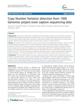 Copy Number Variation Detection from 1000 Genomes Project Exon