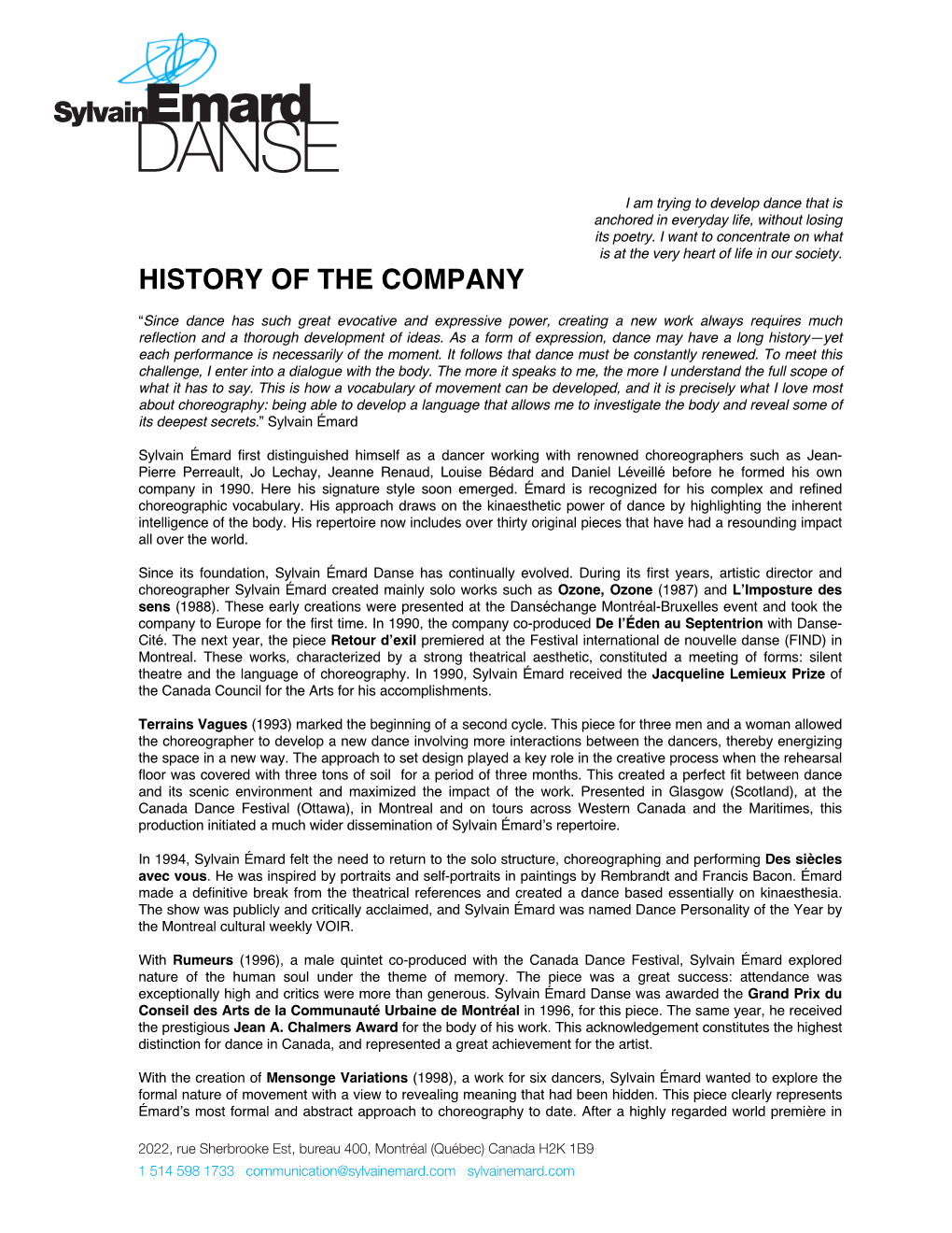 History of the Company
