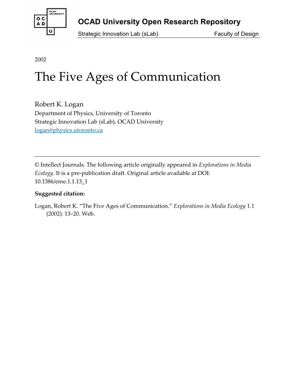 The Five Ages of Communication