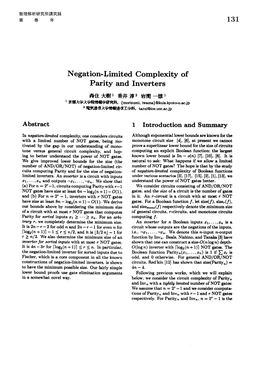 Negation-Limited Complexity of Parity and Inverters