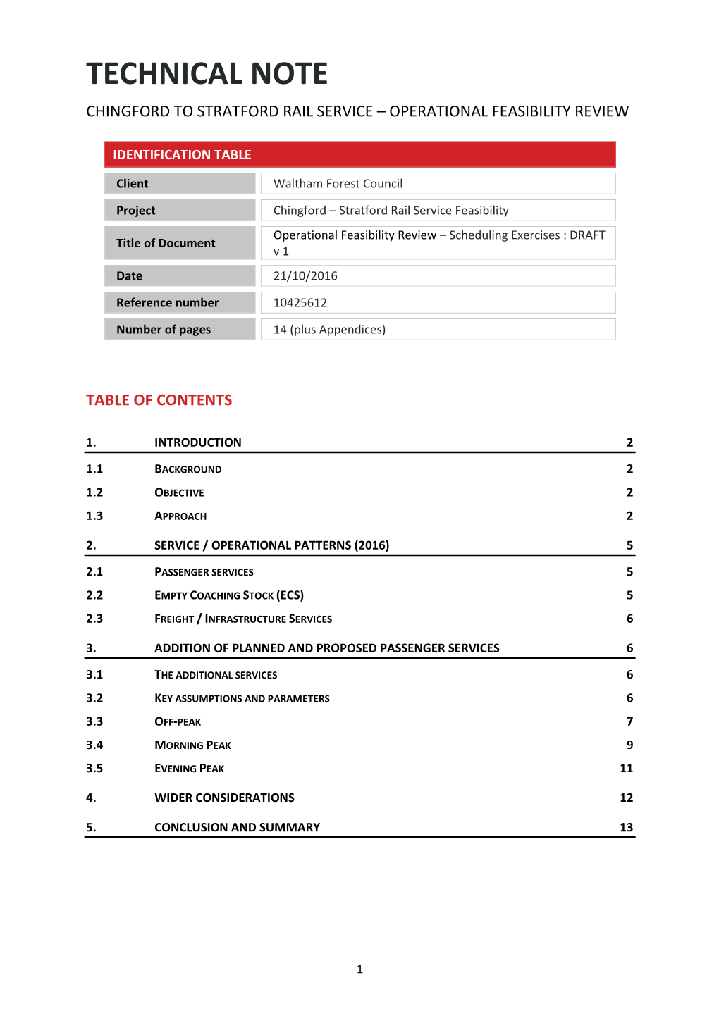 Technical Note Chingford to Stratford Rail Service – Operational Feasibility Review