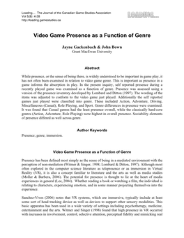 Video Game Presence As a Function of Genre