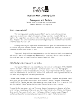 Music on Main Listening Guide Graveyards and Gardens