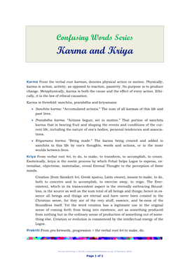 Karma and Kriya