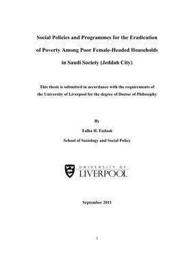 Social Policies and Programmes for the Eradication of Poverty Among Poor Female-Headed Households