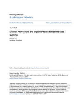 Efficient Architecture and Implementation for NTRU Based