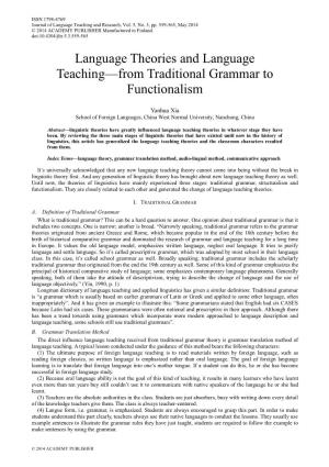 Language Theories and Language Teaching—From Traditional Grammar to Functionalism