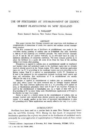 Use of Fertilisers at Establishment of Exotic Forest Plantations in New Zealand
