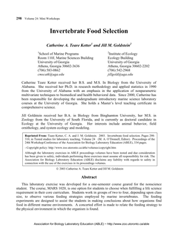 Invertebrate Food Selection