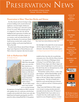 Preservation News the Newsletter of Historic Seattle Educate