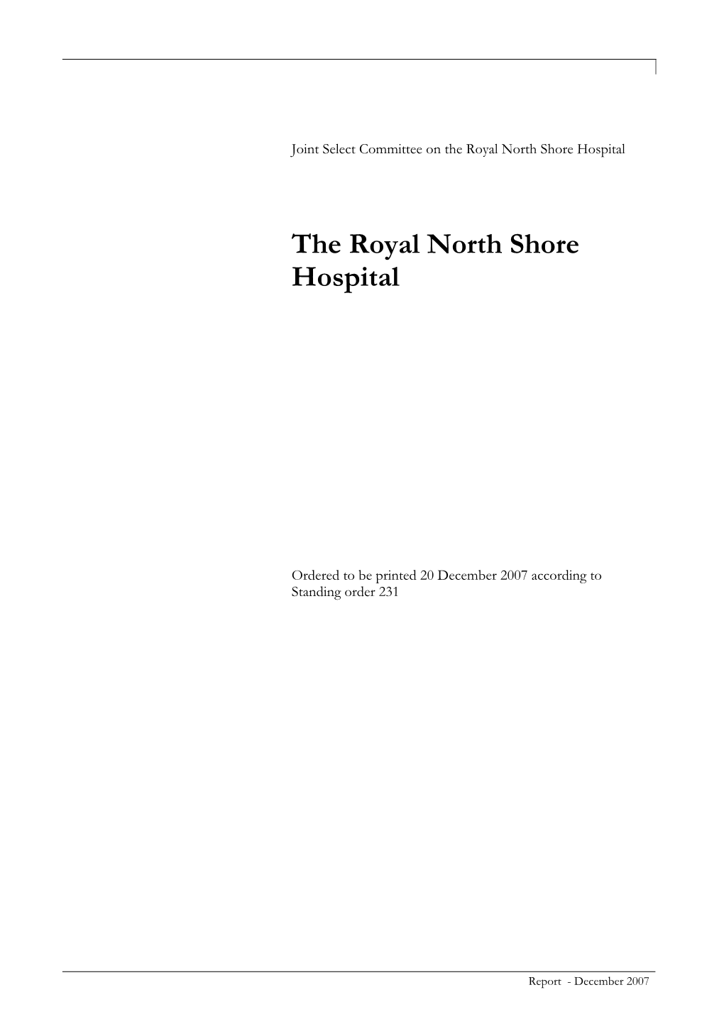 The Royal North Shore Hospital