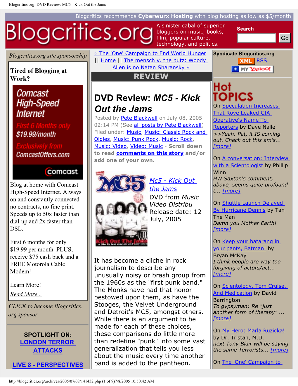 Blogcritics.Org: DVD Review: MC5 - Kick out the Jams