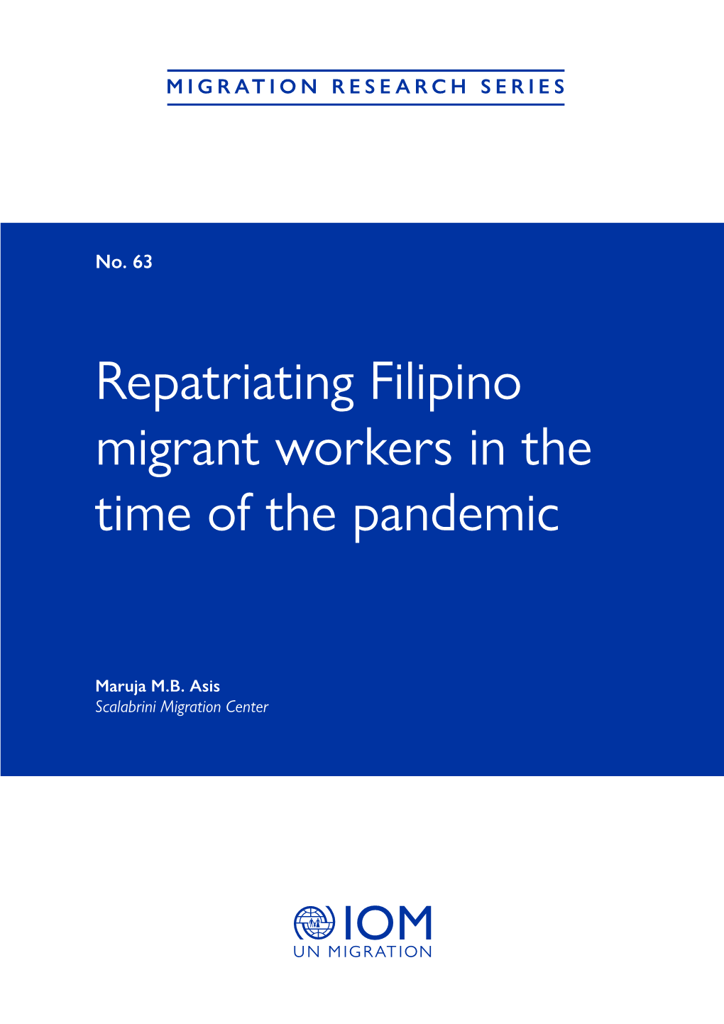 Repatriating Filipino Migrant Workers in the Time of the Pandemic