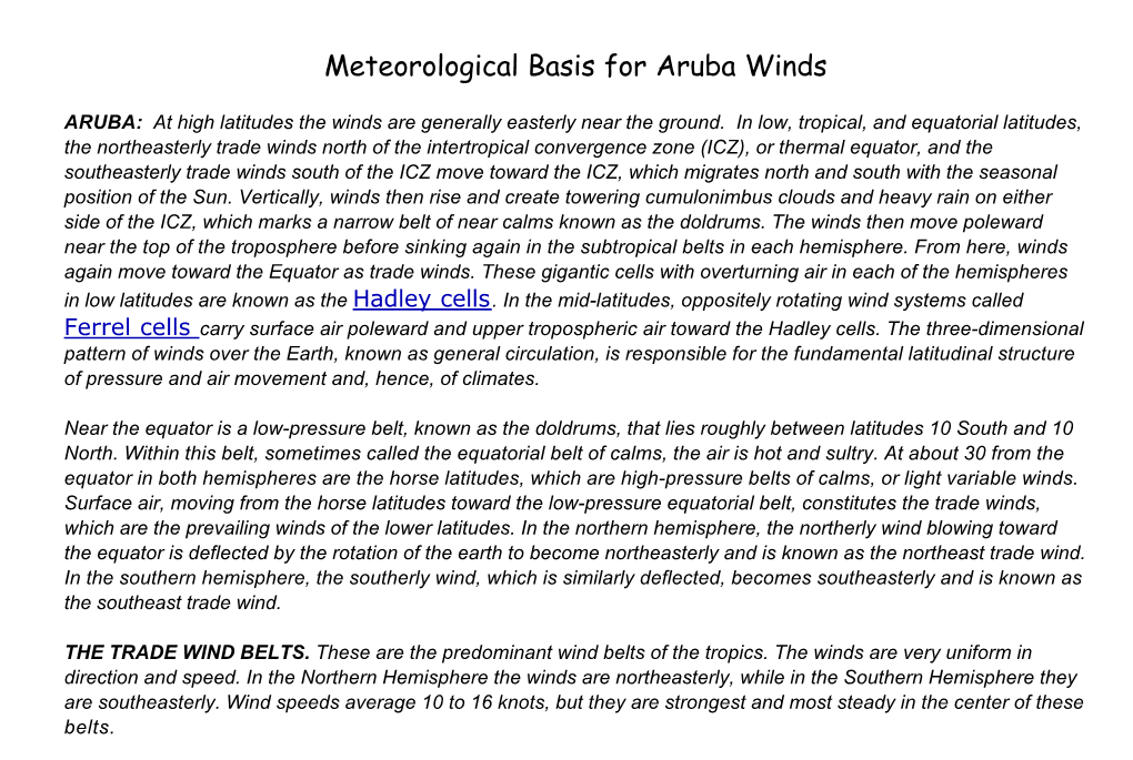 Meteorological Basis for Aruba Winds